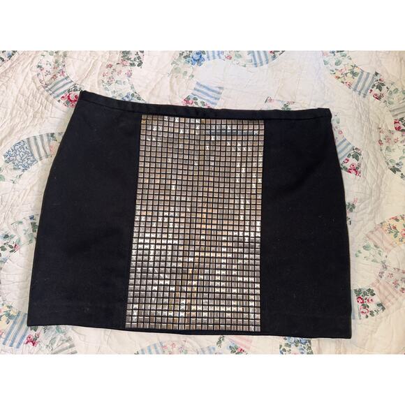 MASON BLACK STUDDED PANEL MINISKIRT 6 - Picture 1 of 7